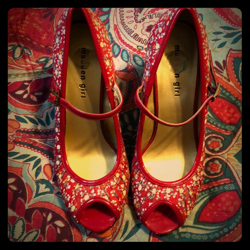 Madden girl red floral heels